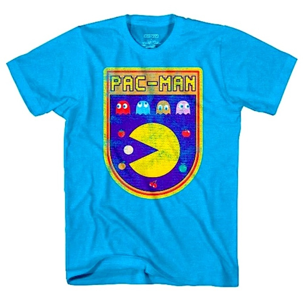 PacMan Gaming Tee Boys Short Sleeve Graphic Badge Kids T-shirt Size XL 14/16 NEW